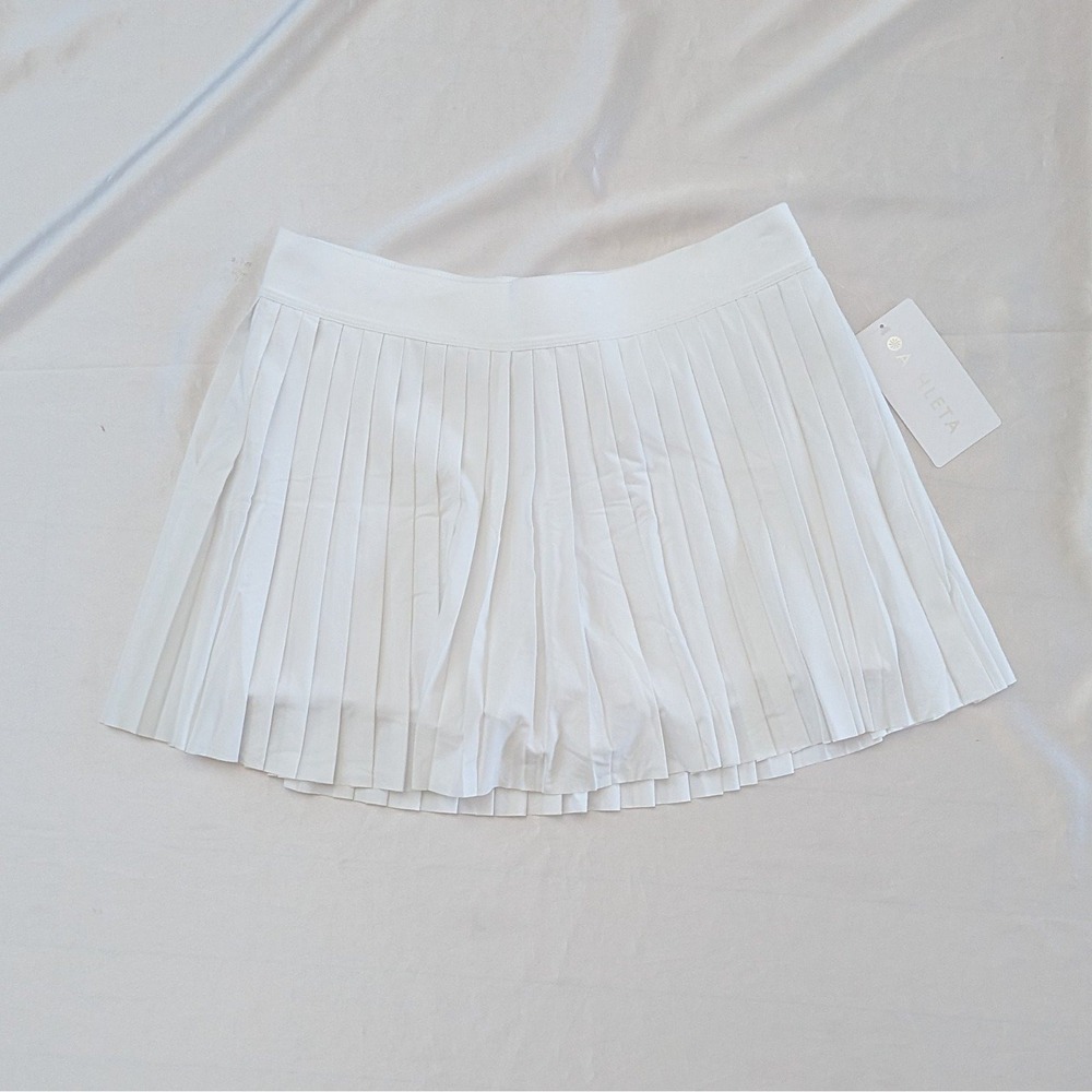 New Athleta Match Point High Rise 13 1/2" Pleated Skort White Large